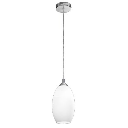 Chrome Pendant Lamp with Opal Glass (Clear Cable)