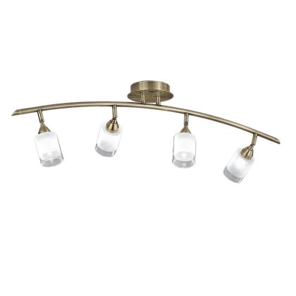 Modern 4-Light Adjustable Ceiling Spotlight in Bronze Finish with Clear Acid-Etched Glass