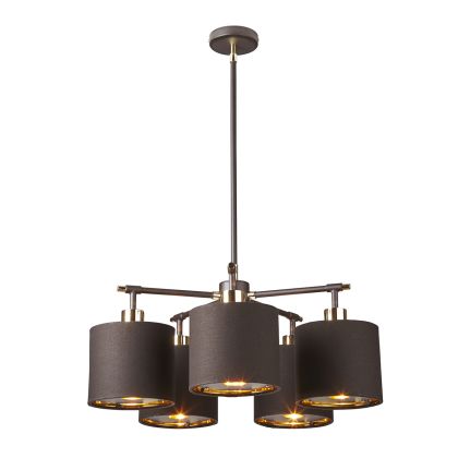 Balance 5 Light Chandelier - Brown and Polished Brass