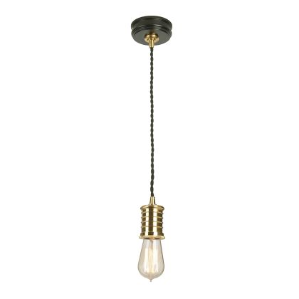 Douille 1 Light Pendant - Black/Polished Brass