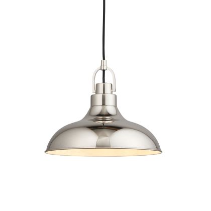 Crofton 1-Light Dimmable Pendant Light with Nickel Finish and White Interior