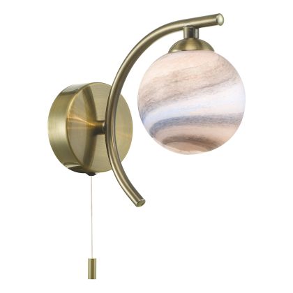 Atiya Wall Light Antique Brass With Planet Style Glass