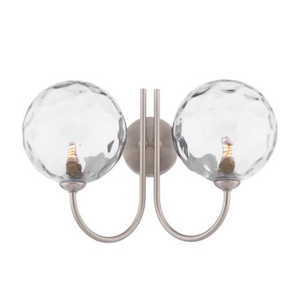 Jared 2 Light Wall Light Satin Nickel & Dimpled Clear Glass
