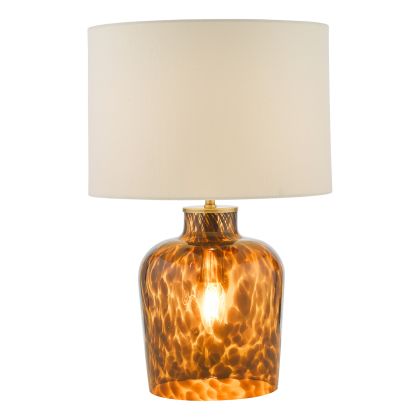 Leandra Dual Light Floor Lamps Tortoiseshell Glass With Shade