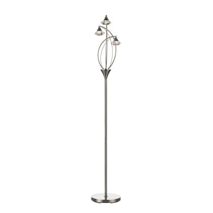 Luther 3 Light Floor Lamps Satin Chrome Crystal