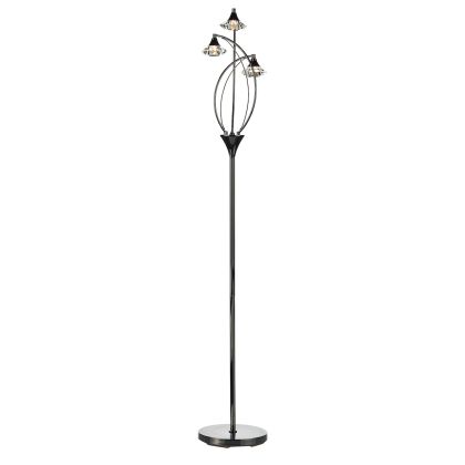 Luther 3 Light Floor Lamps Black Chrome Crystal