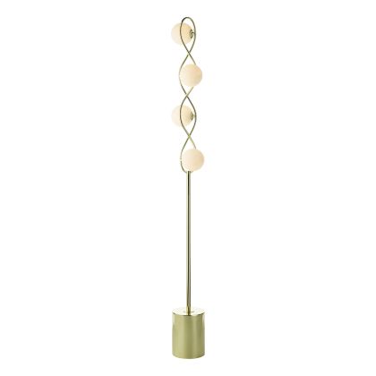 Lysandra 4 Light Floor Lamps Polished Gold and Opal Glass