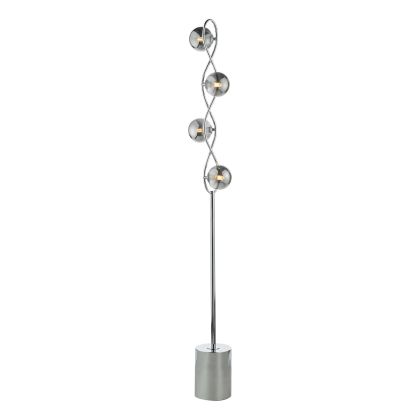 Lysandra 4 Light Floor Lamps Polished Chrome and Smoked Glass