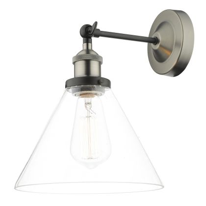 Ray Single Wall Light Antique Nickel Clear Glass